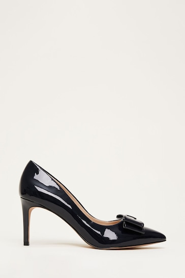 Phase Eight Blue Patent Bow Court Shoes