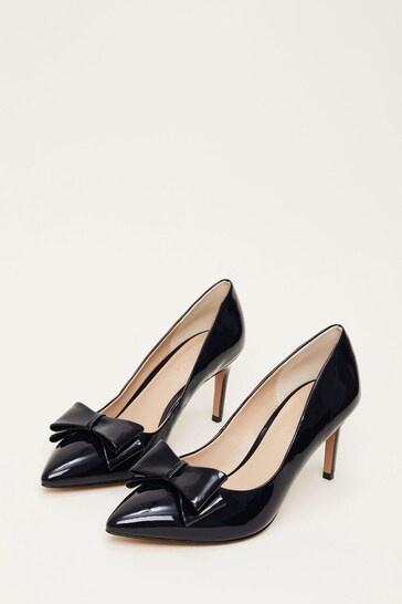 Phase Eight Blue Patent Bow Court Shoes