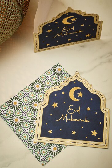 Set of 6 Navy Eid Cards