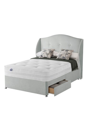 Silentnight Silver Eco 1200 Mirapocket Mattress and 2 Drawer Velvet Divan Base Bed Set