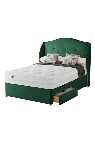 Silentnight Green Eco 1200 Mirapocket Mattress and 2 Drawer Velvet Divan Base Bed Set