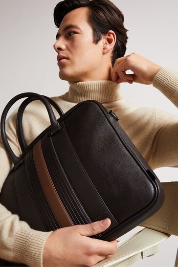 nevver striped pu document bag