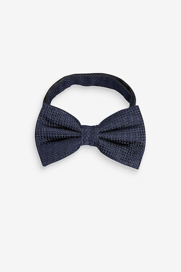 Navy Blue Plain Silk Bow Tie