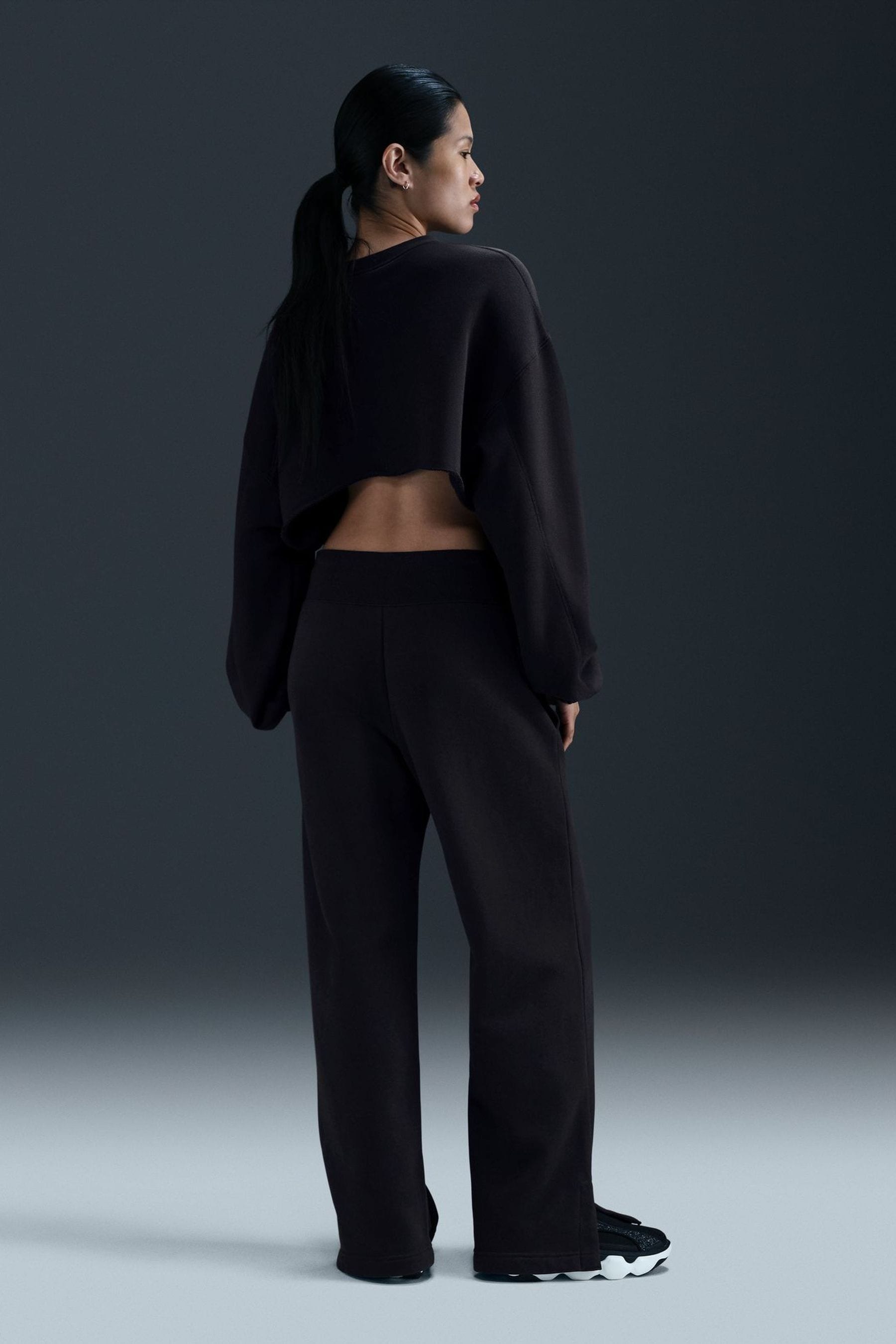 Buy Nike Black Mini Swoosh Wide Leg Joggers from the Next UK