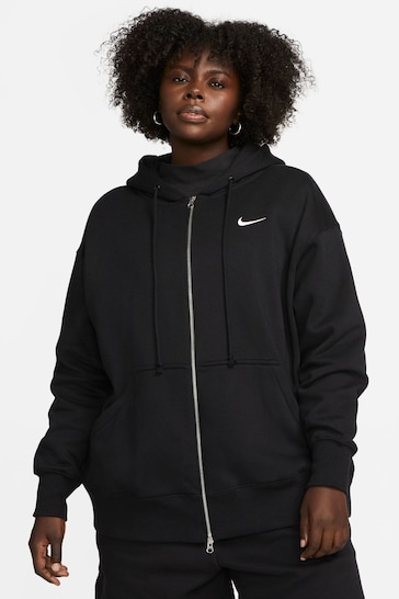 Nike Black Curve Oversized Zip Hoodie
