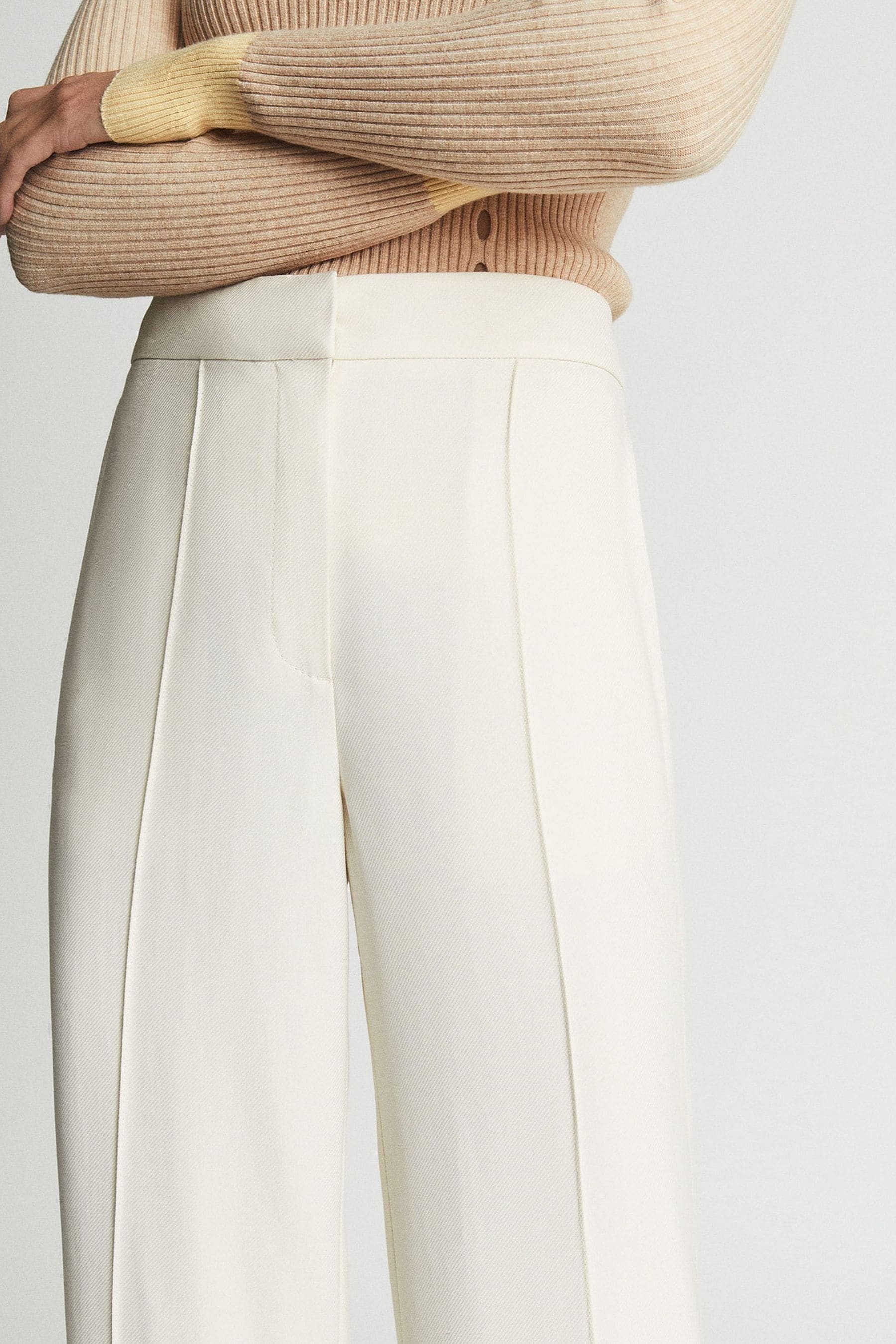 Cream wide leg trousers uk discount
