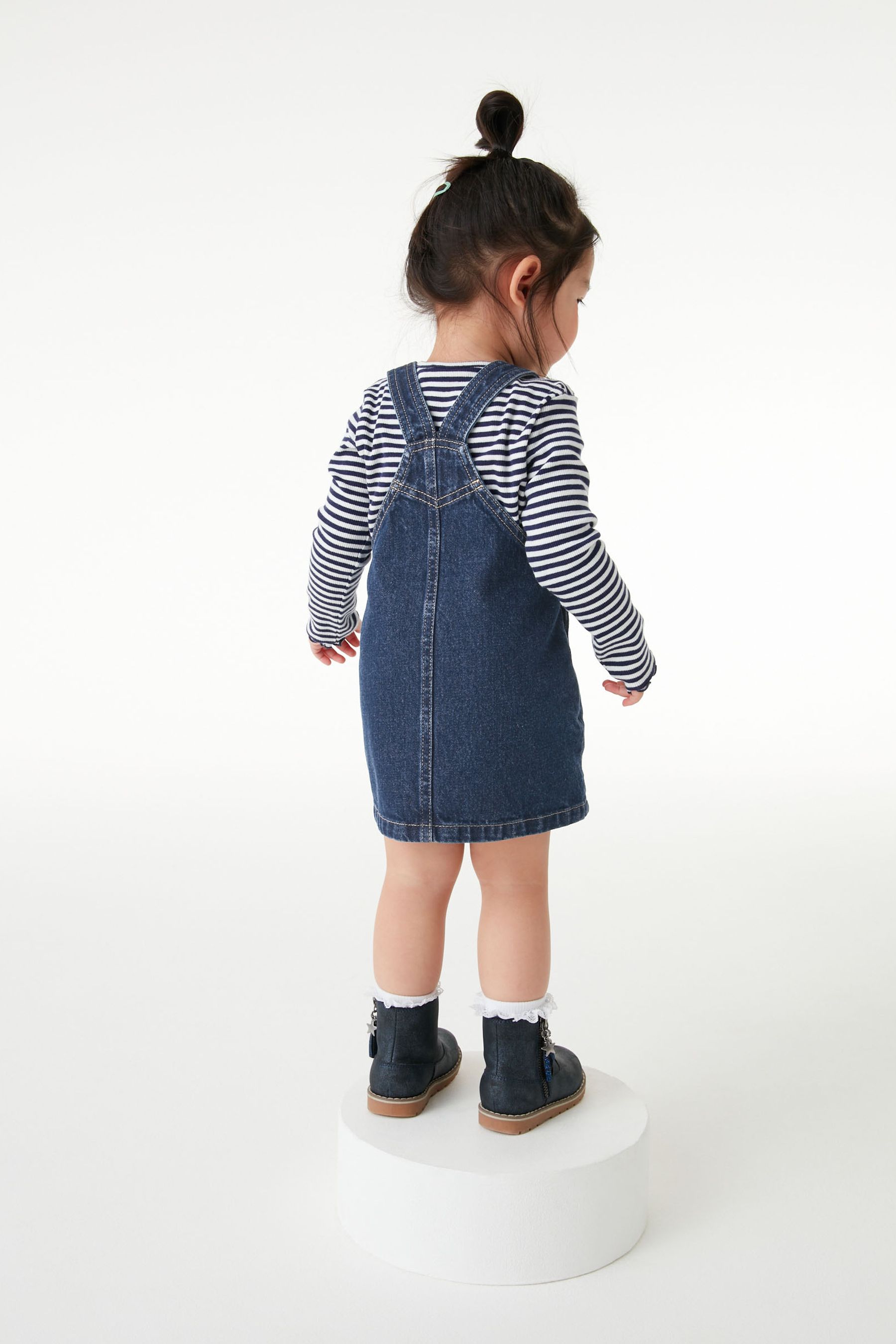 Denim pinafore dress next sale