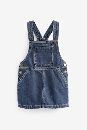 Short Indigo Denim Dungaree Dress