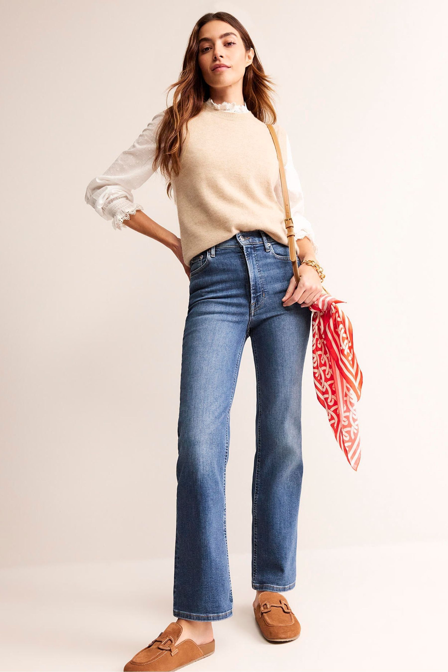 Buy Boden Light Blue High Rise True Straight Jeans from the Next