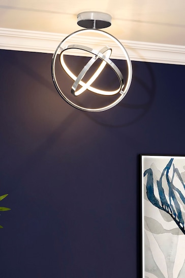 BHS Chrome Ingel 3 Rings Orbital LED Flush Ceiling Light