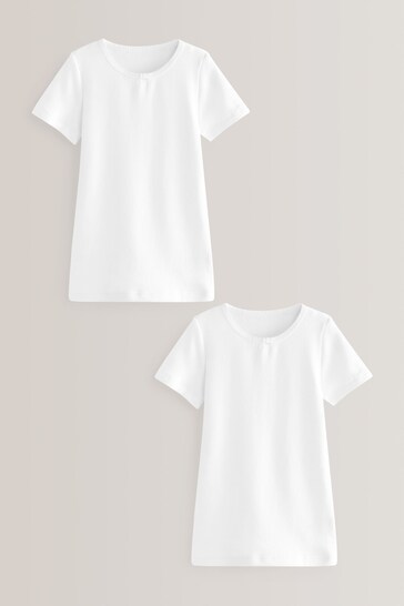 White Thermal 2 Pack Bow Trim T-Shirts (2-16yrs)