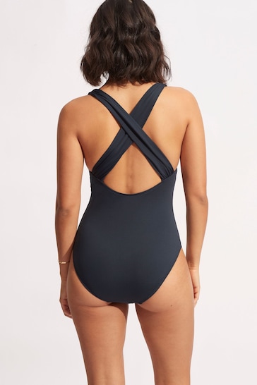Seafolly Collective V-Neck Crossback Recycled Nylon Stretch Swimsuit