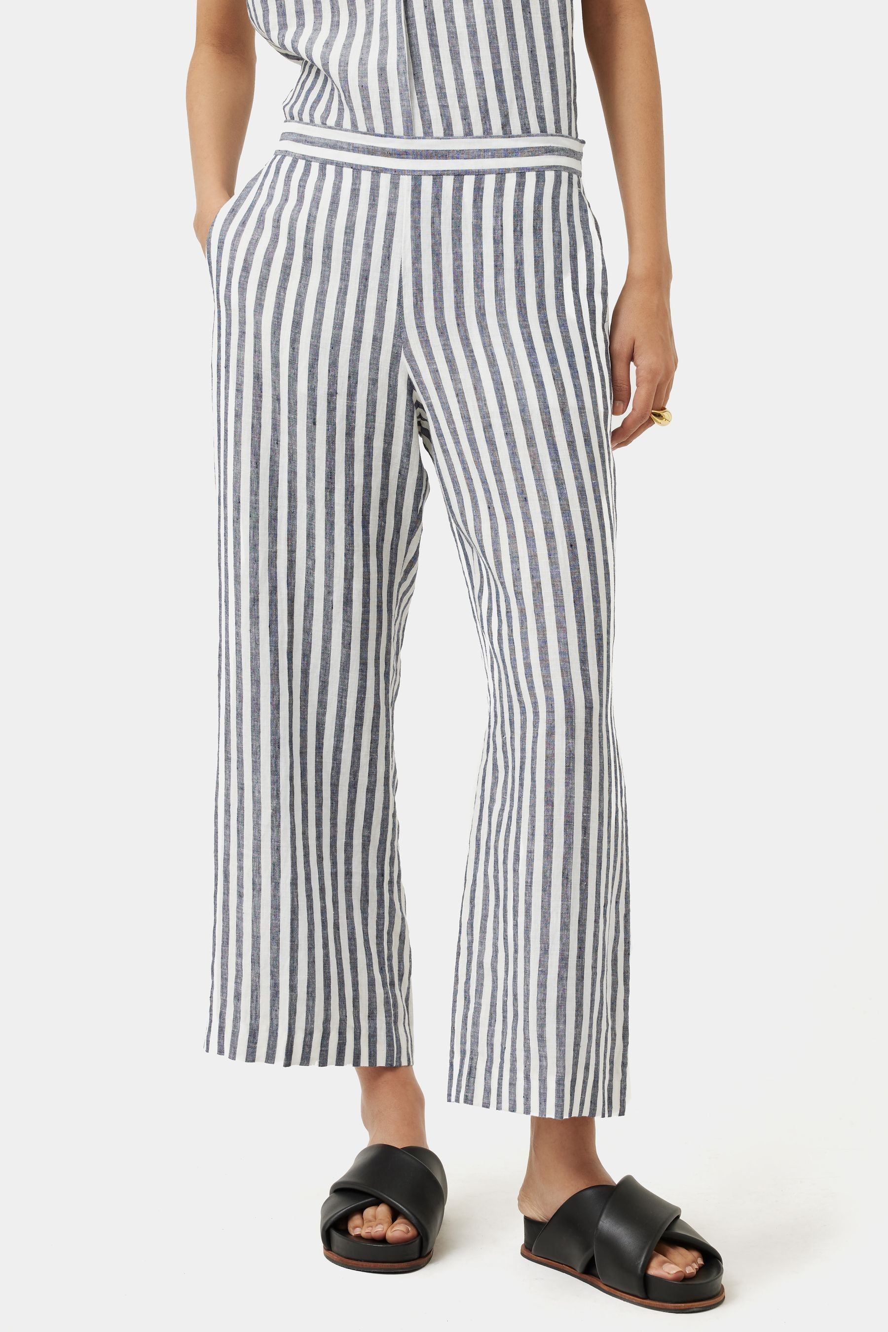 Striped linen hotsell trousers uk