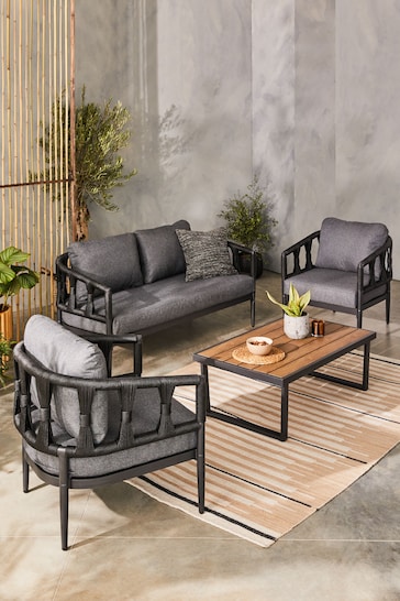 Black Sorrento 4 Piece Garden Lounge Set