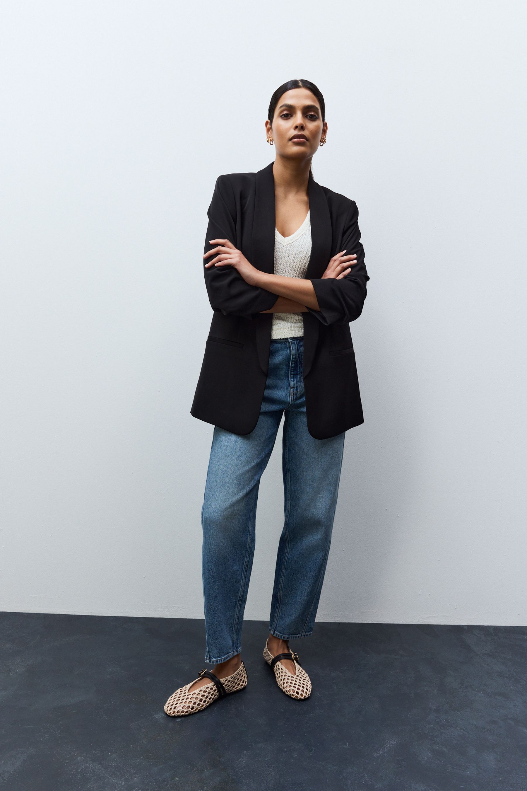 Buy Black Relaxed Ruched Sleeve Blazer from the Next UK online shop