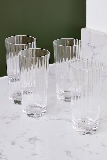 Jasper Conran London Clear Fluted All Food & Drink Tall Tumbler Glasses