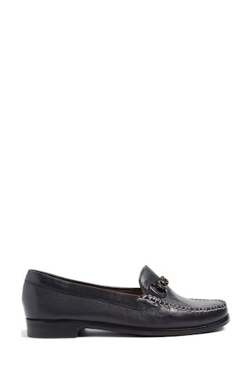 Pavers Blue Leather Snaffle Loafers