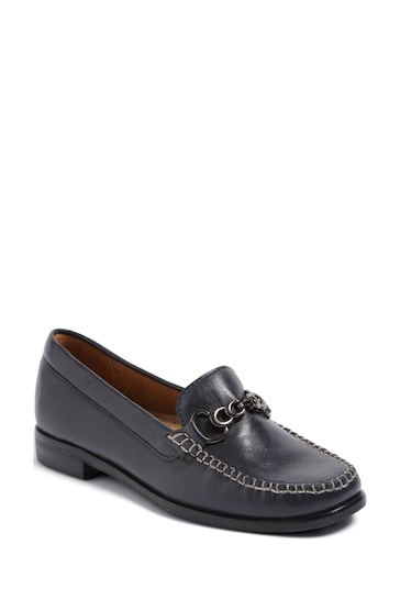 Pavers Blue Leather Snaffle Loafers