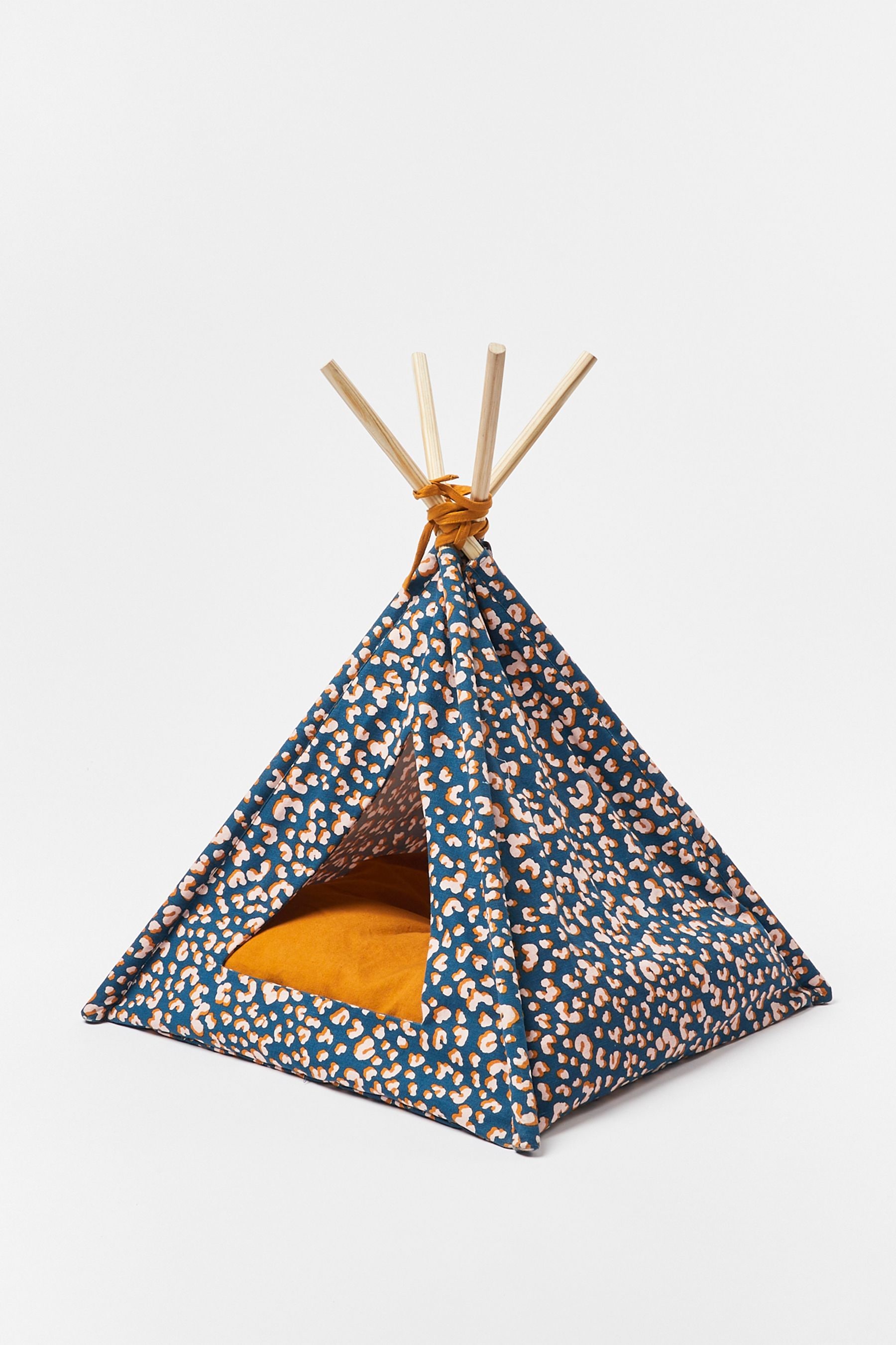 Buy Oliver Bonas Blue Leopard Print Pet Teepee Medium from the