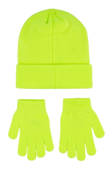 Nike Yellow Kids Club Beanie Hat and Gloves Set