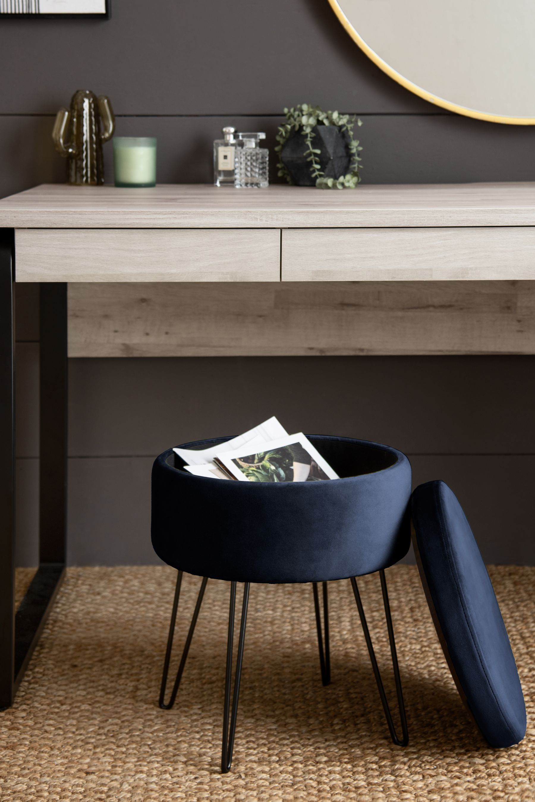 Buy Opulent Velvet Dark Navy Blue Matson Storage Stool from the