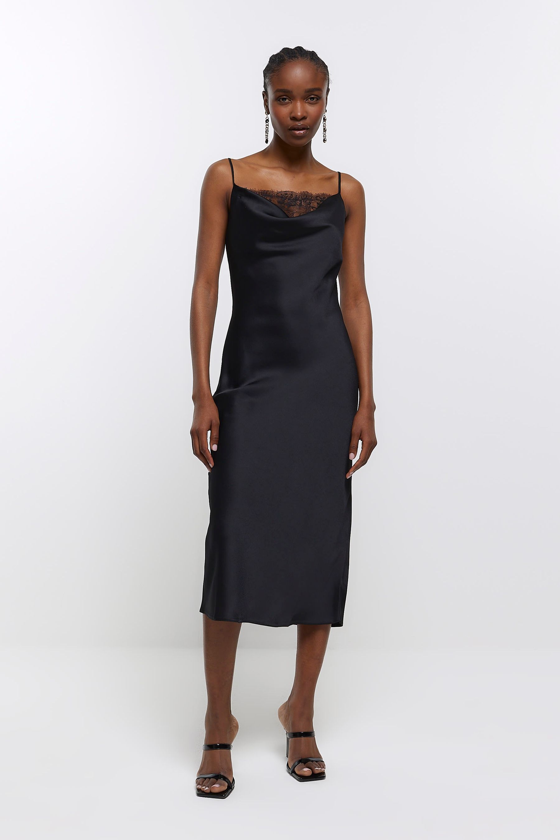 River island slip dress 2024 with cowl neck in red