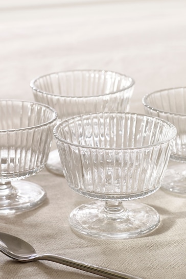 Set of 4 Clear Glass Trifle Dessert Bowls