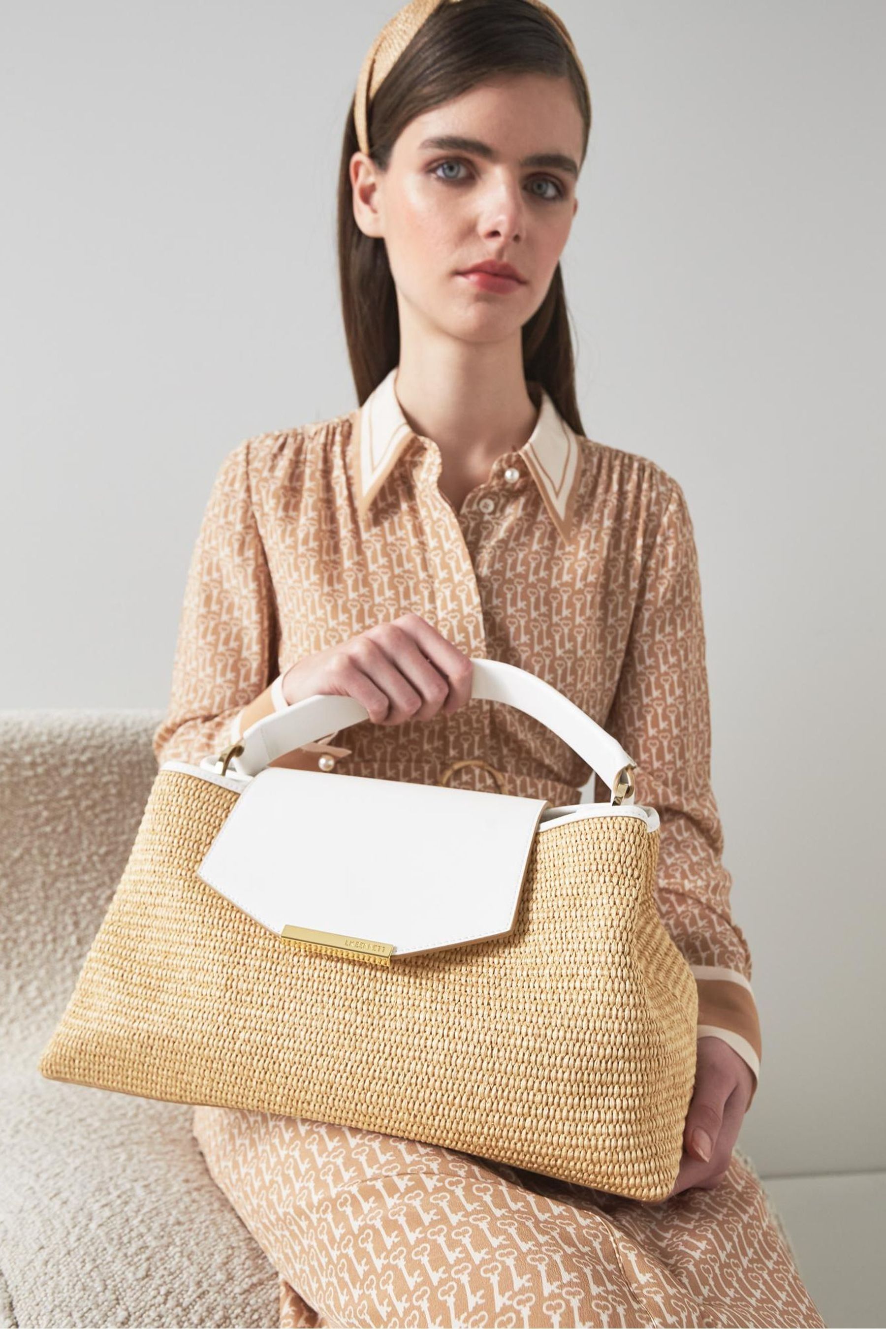 Lk bennett raffia best sale bag