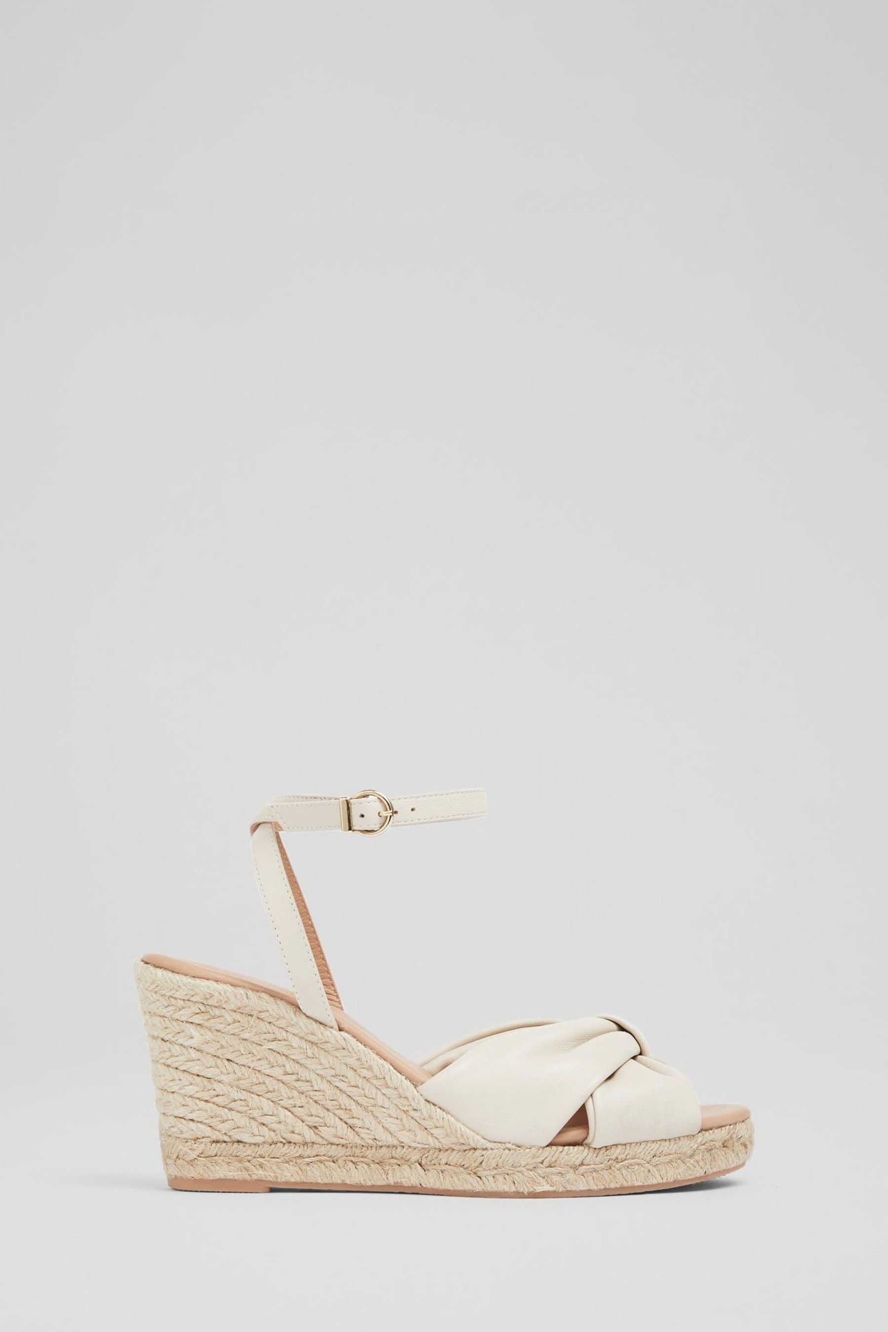 Buy LK Bennett Natural Angela Cream Leather Espadrille Sandals