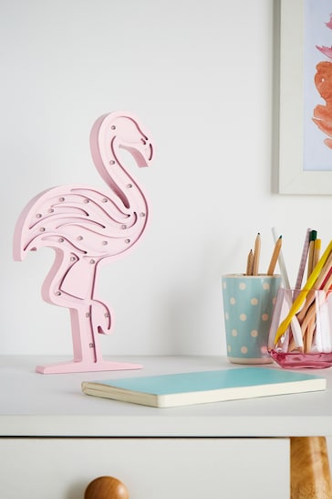 glow Pink Wooden Flamingo Table Light