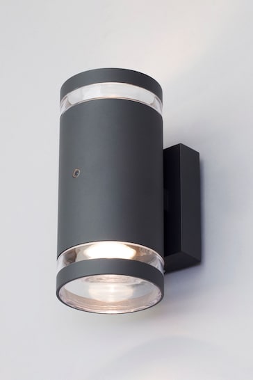 BHS Black Lens 2 Outdoor Wall Light With Photocell Sensor