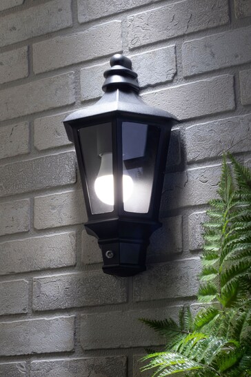 BHS Black Persei Half Lantern With Photocell Sensor Outdoor Light
