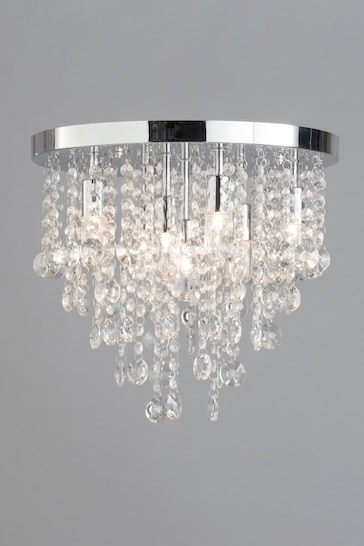 BHS Silver Celeste 9 Light Flush Indoor and Bathroom Ceiling Light