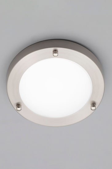 BHS Silver Delphi Small LED Flush Bathroom Ceiling Light