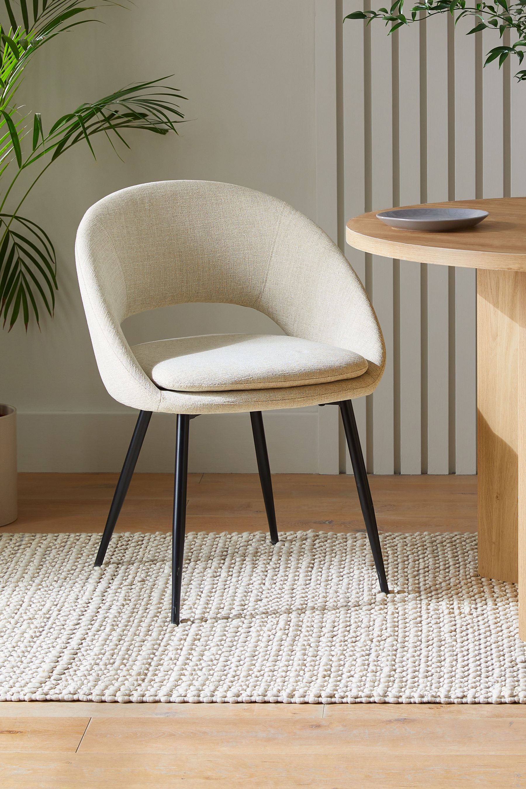 Buy Set of 2 Tweedy Plain Natural Hewitt Black Leg Dining Chairs from the Next UK online shop