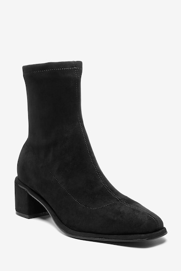 Black Microsuede Extra Wide Fit Forever Comfort® Sock Ankle Boots