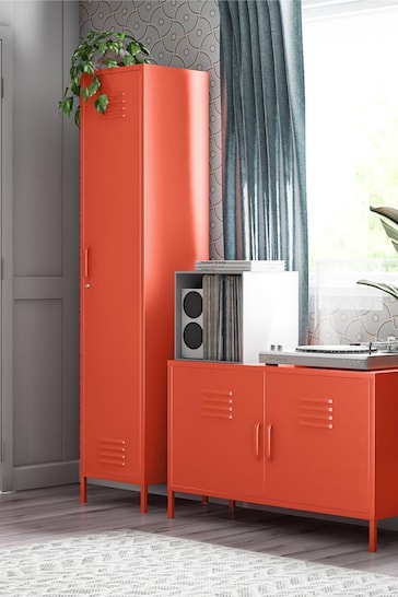 Novogratz Orange Cache Single Metal Locker Storage Cabinet