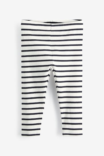 Black/White Stripe Rib Jersey Leggings (3mths-7yrs)