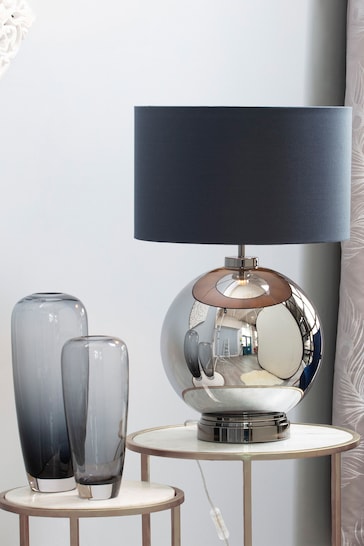 BHS Black Large Glass Table Lamp