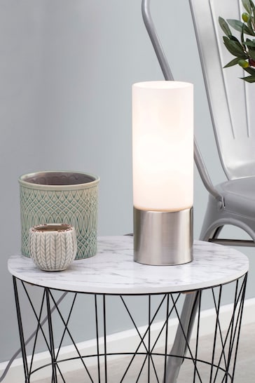 BHS Silver Cylinder Touch Lamp
