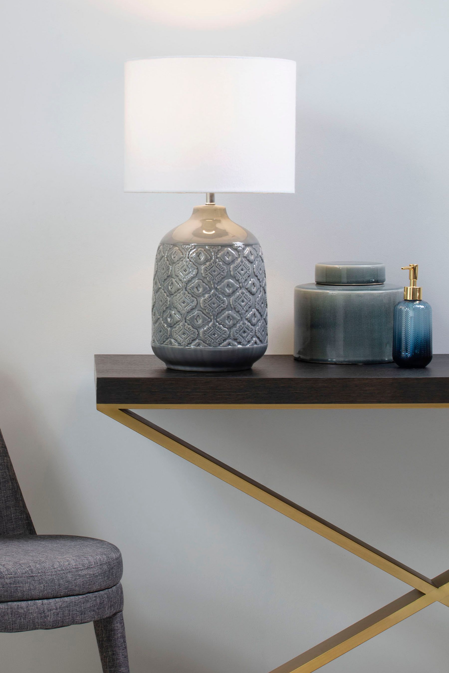 Buy BHS Grey Cosgrove Ceramic Lamp from the Next UK online shop