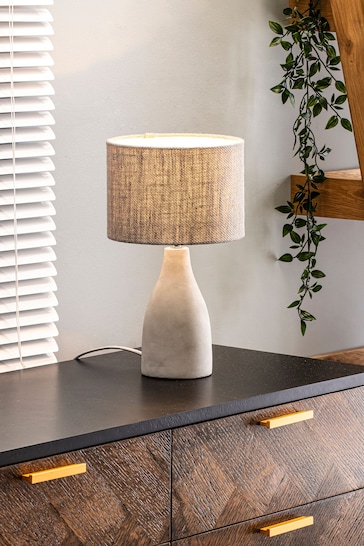 BHS Grey Mini Marcus Concrete Table Lamp