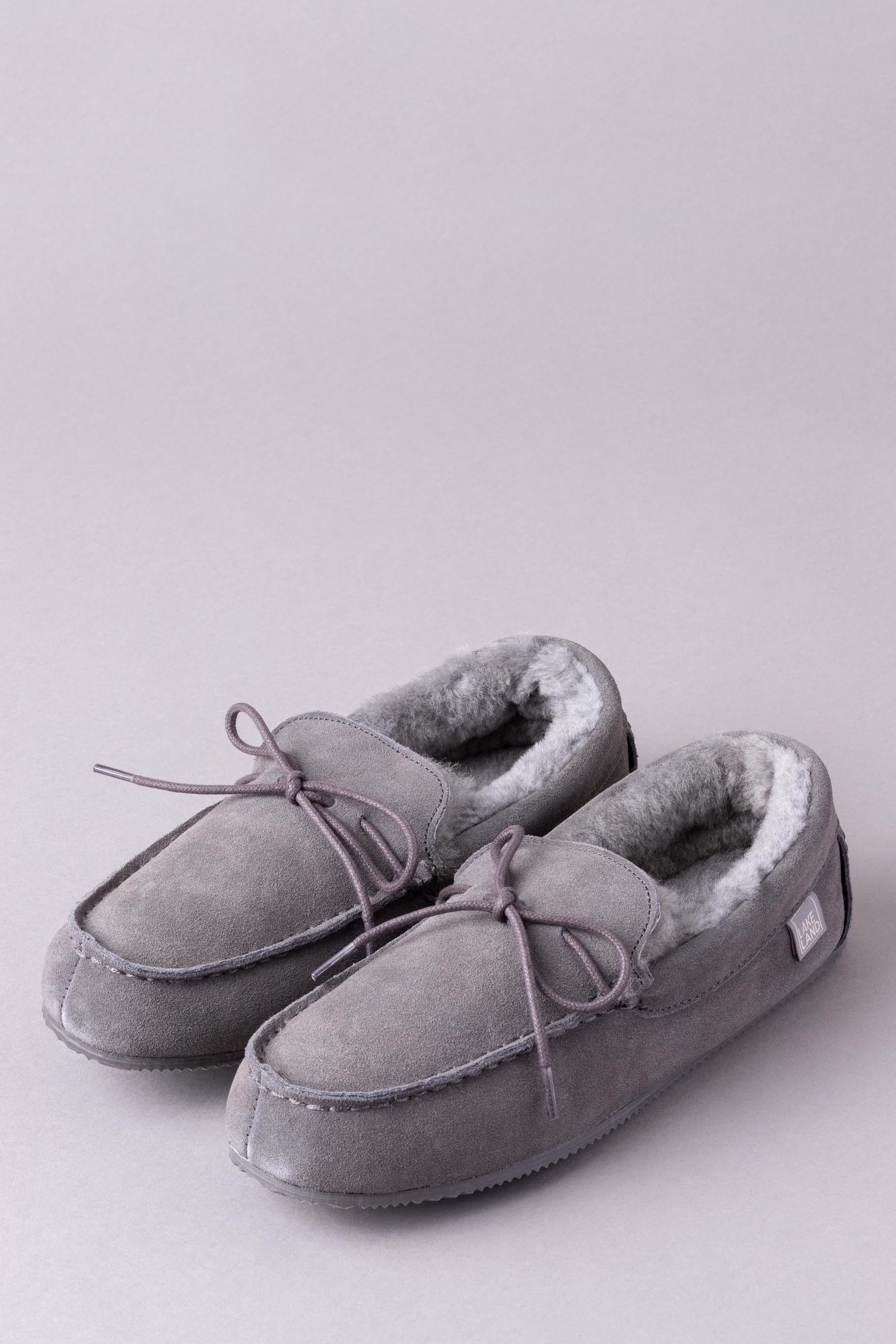 Mens grey moccasin on sale slippers
