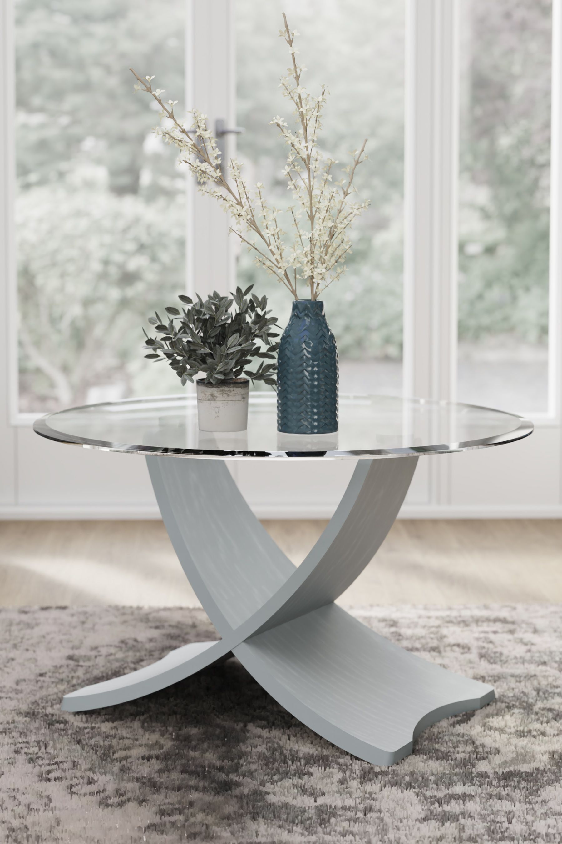 Gray coffee shop table round