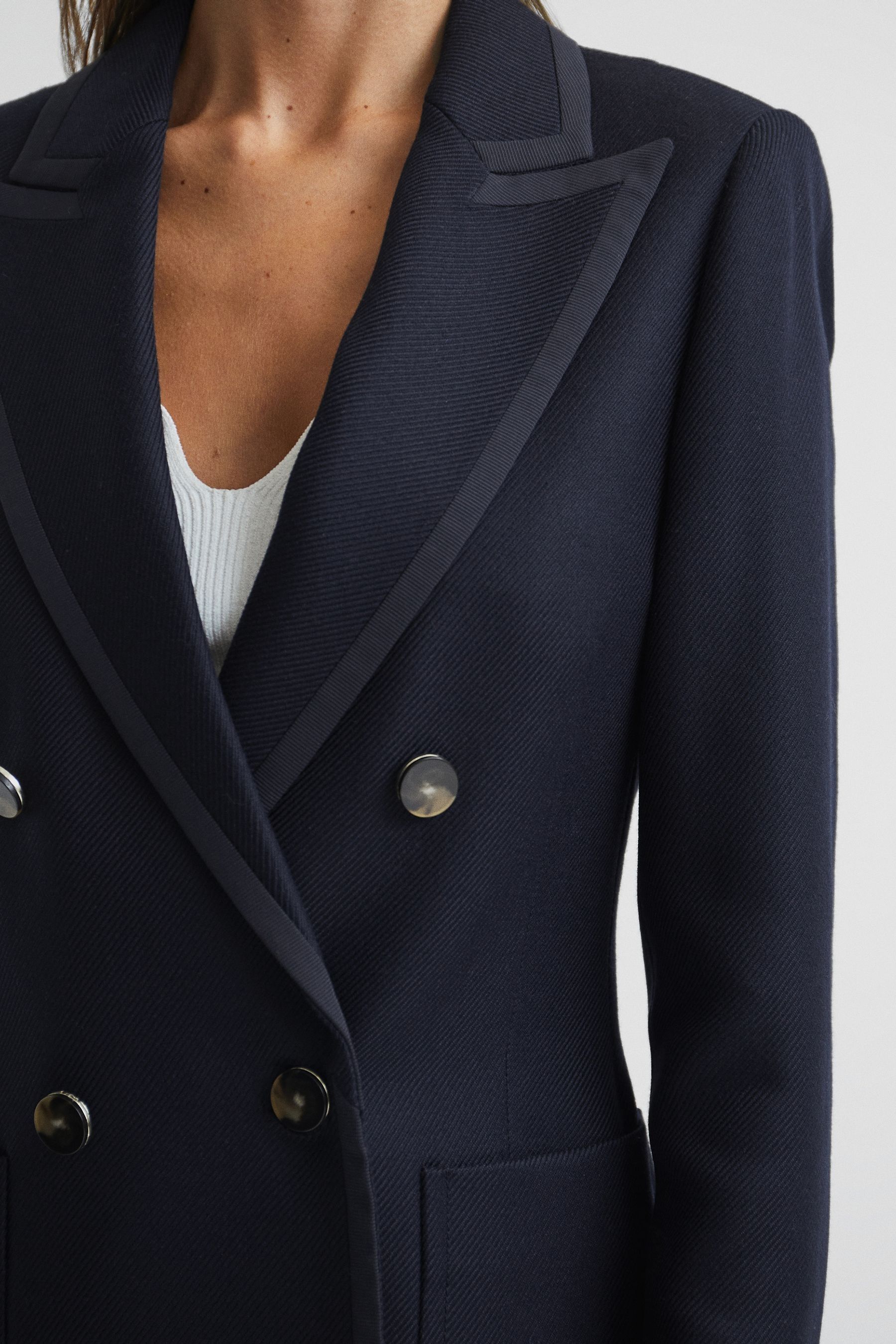 Buy Reiss Navy Gia Double Breasted Twill Blazer from the Next UK