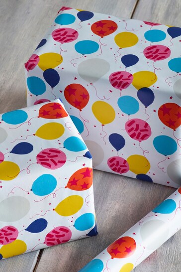 Blue 10 Metre Bright Balloons Wrapping Paper