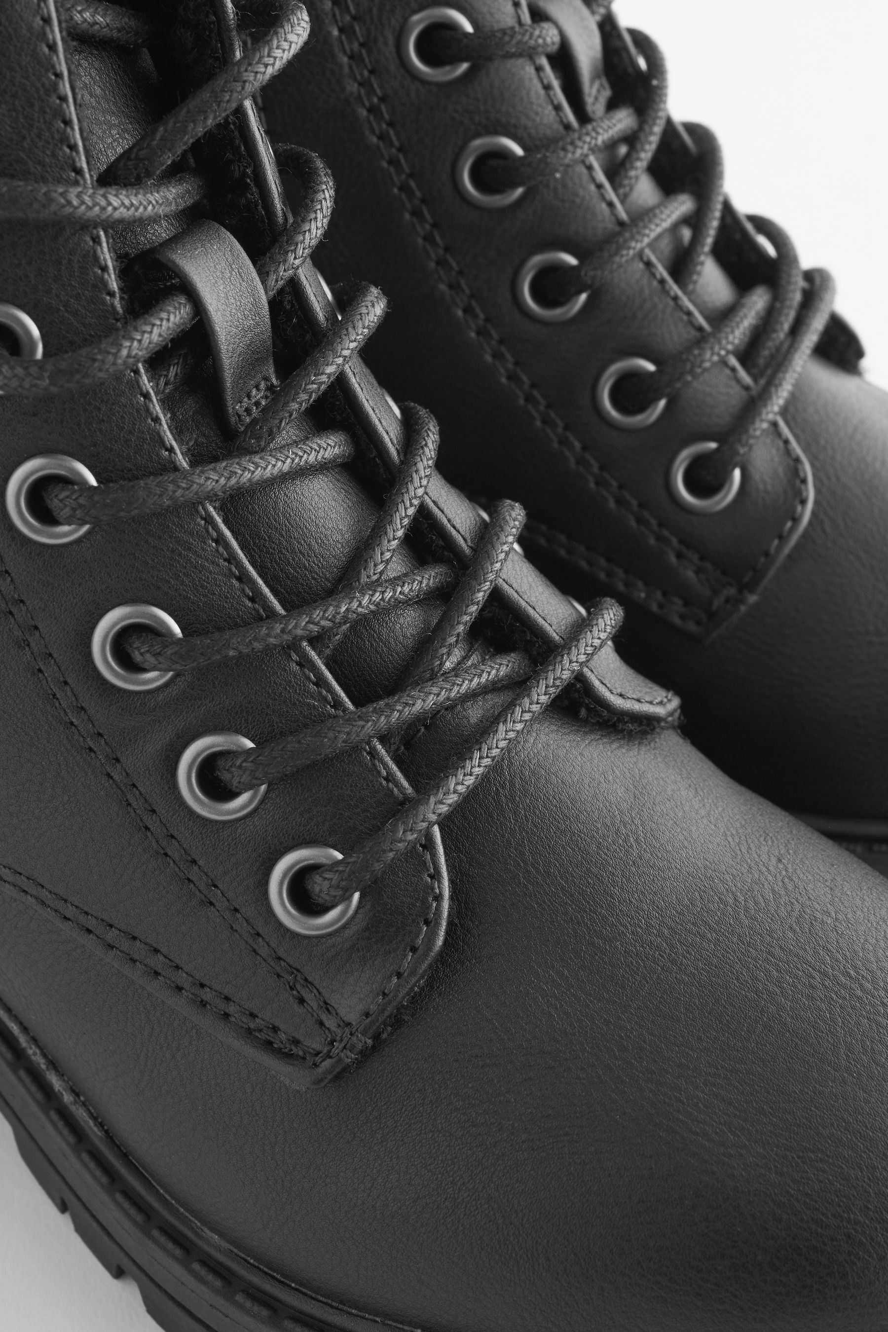 Wide fit black borg lined lace up boots sales