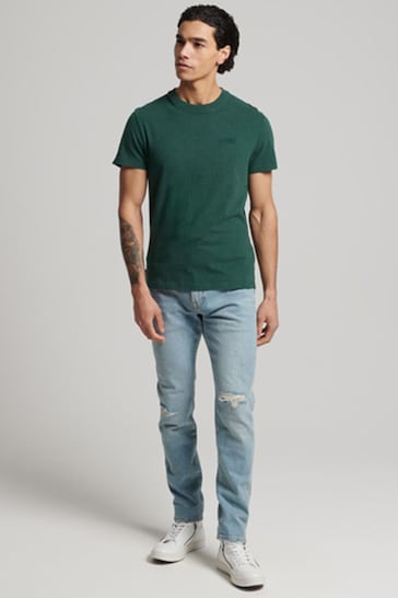 Superdry Buck Green Marl Organic Cotton Vintage Embroidered T-Shirt