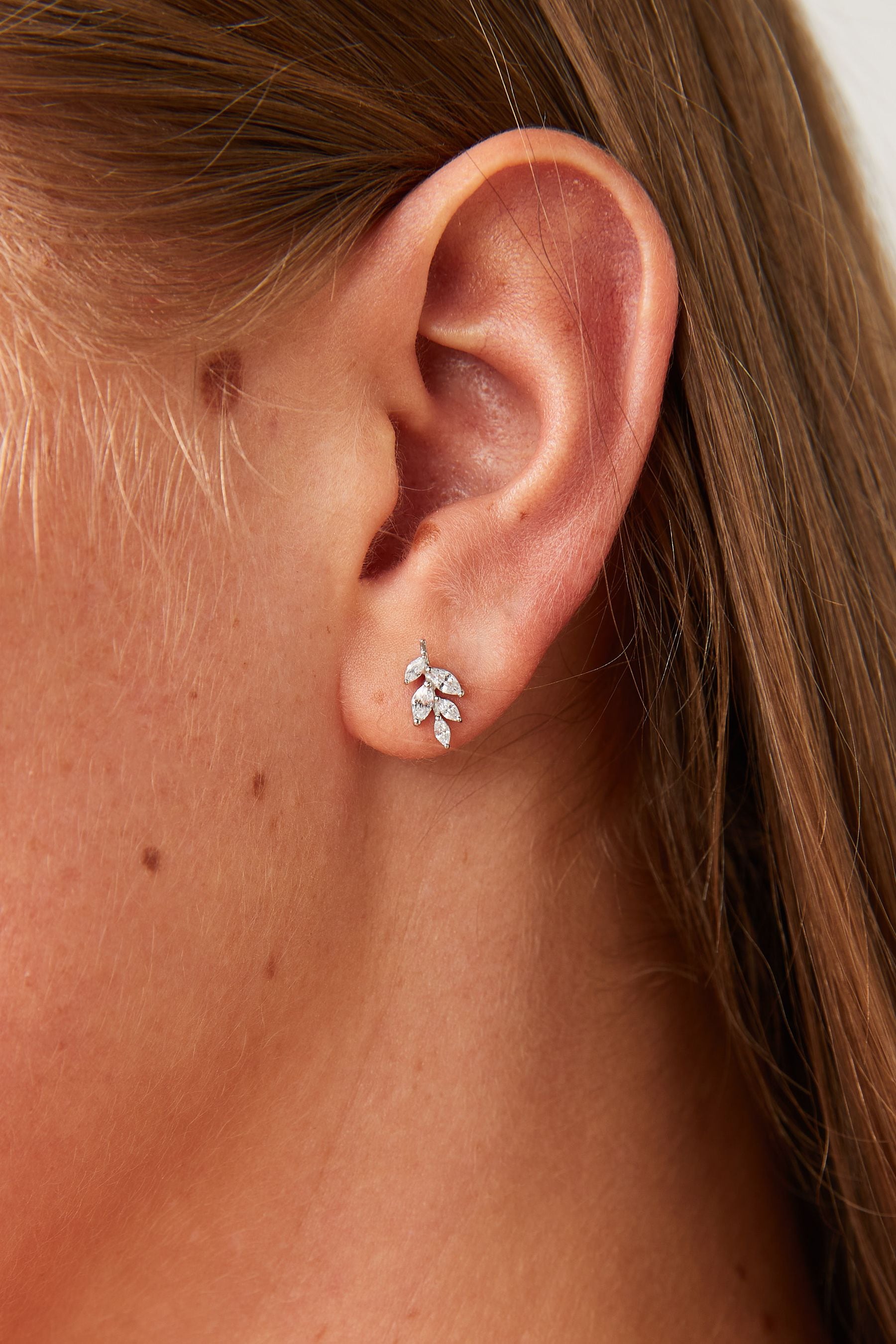 Silver leaf earrings on sale studs