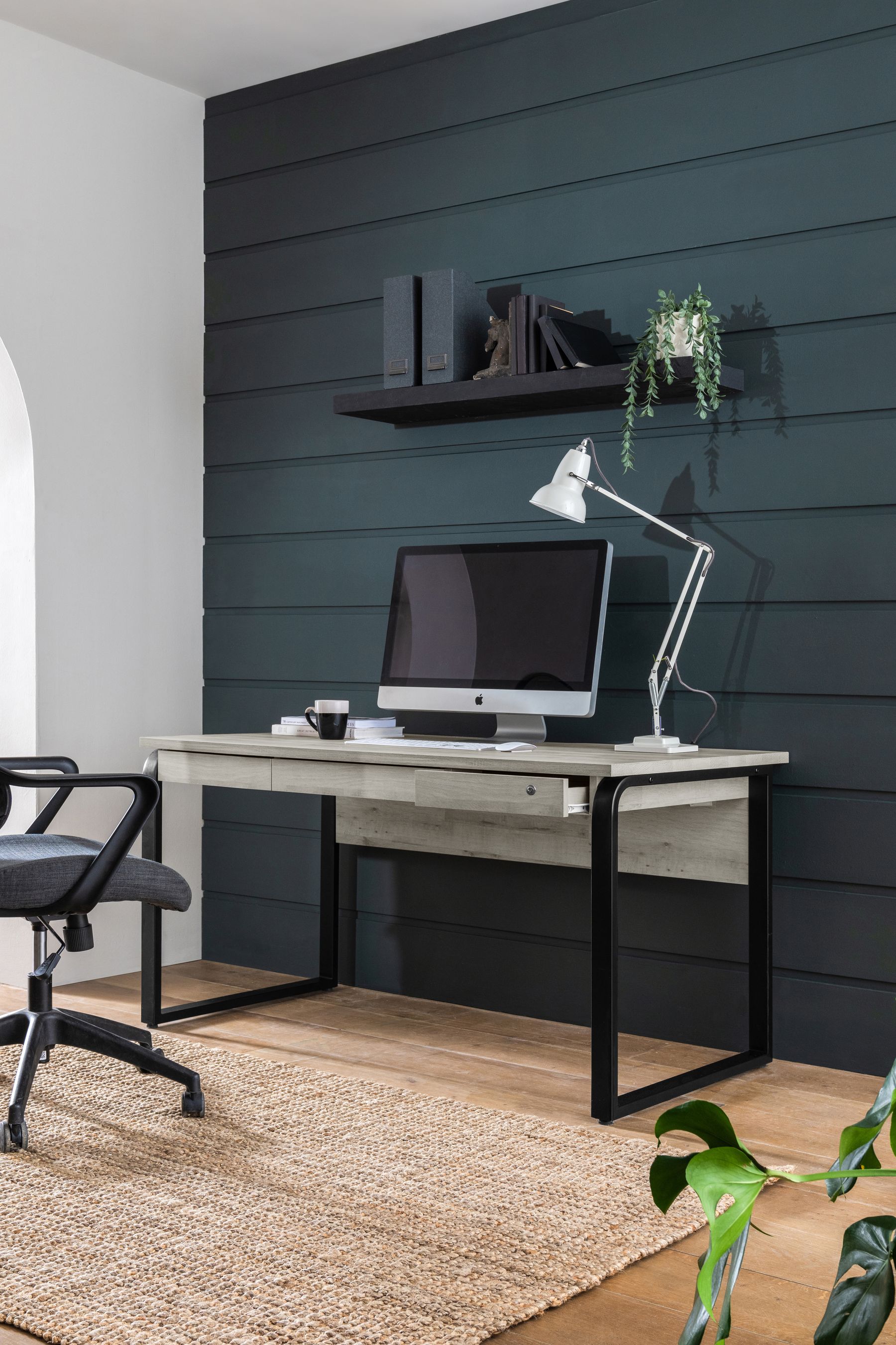 Grey black sale desk